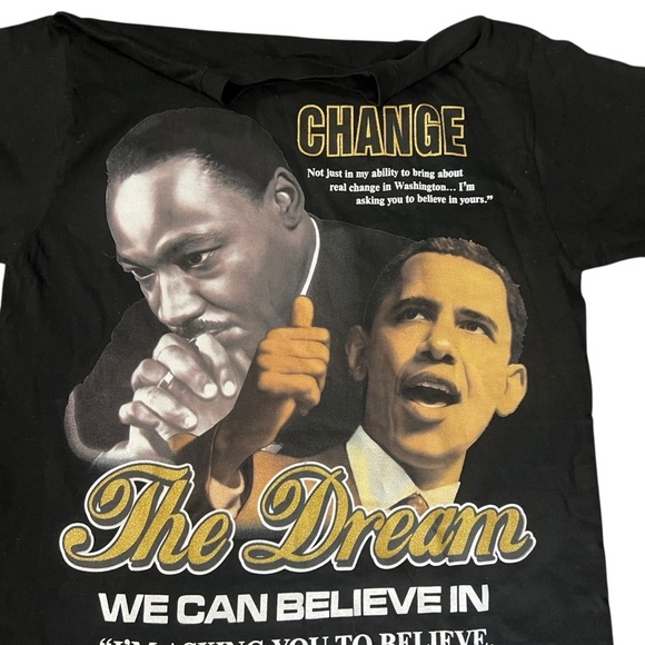 Justee MLK Barack Obama Change Dream Tee T Shirt Black Y2K Vote - Picture 3 of 8
